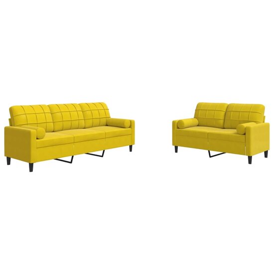 2-Delige Loungeset En Bolsters Fluweel Geel met kussens