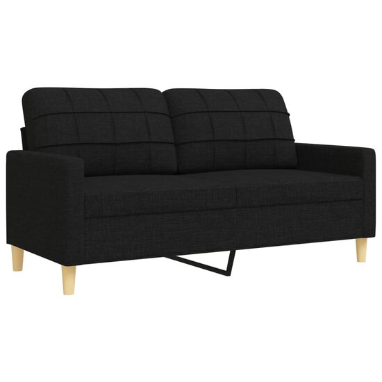 2-Delige Loungeset Met Sierkussens Stof Zwart