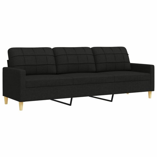 2-Delige Loungeset Met Sierkussens Stof Zwart