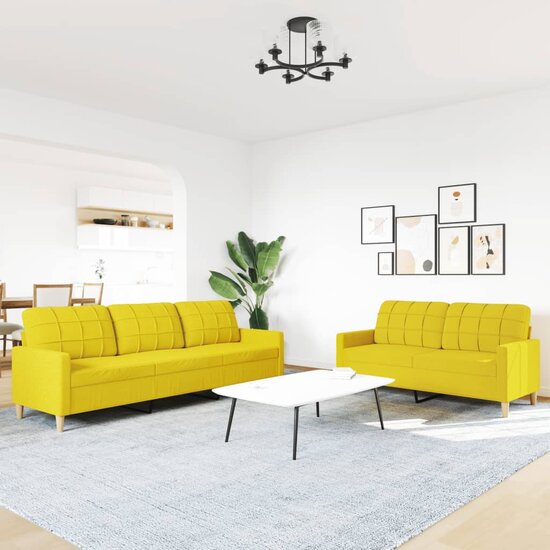2-Delige Loungeset Stof Lichtgeel