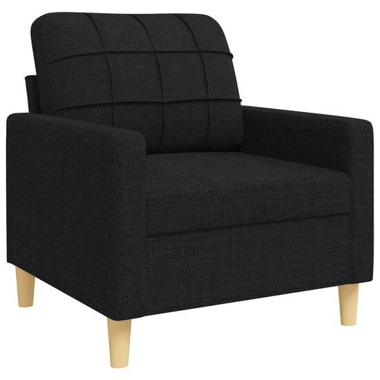 3-Delige Loungeset Met Sierkussens Stof Zwart