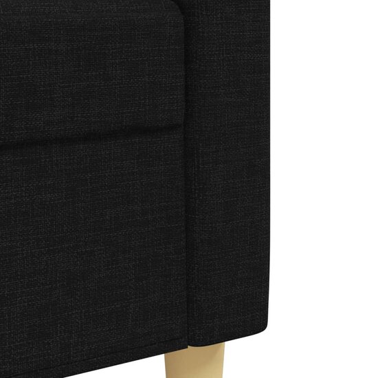 3-Delige Loungeset Met Sierkussens Stof Zwart