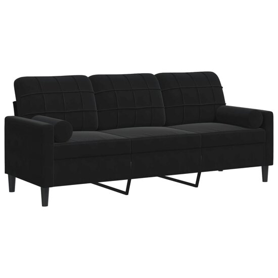 Driezitsbank Met Sierkussens Fluweel 180 cm Zwart