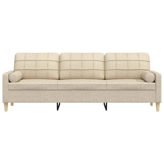 3-Zitsbank Met Sierkussens Stof Kleurig 210 cm Cr&egrave;me
