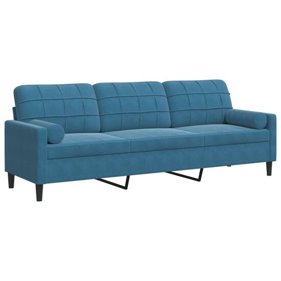 3-Zitsbank Met Sierkussens Fluweel 210 cm Blauw