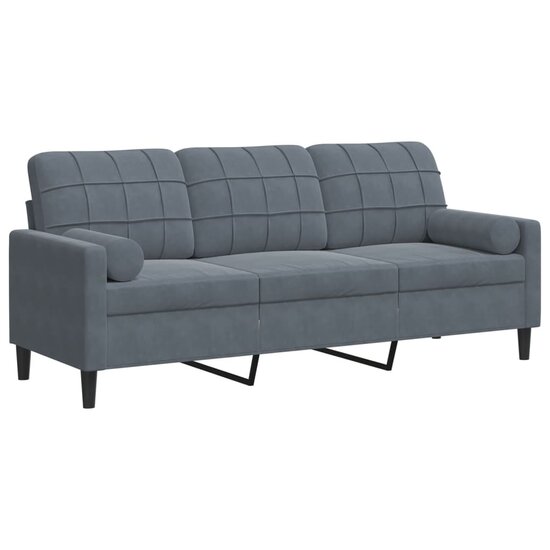Driezitsbank Met Sierkussens Fluweel 180 cm Donkergrijs