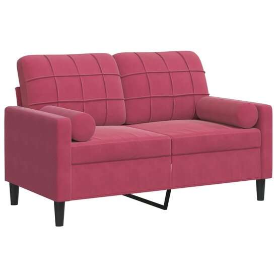 Tweezitsbank Met Sierkussens Fluweel 120 cm Wijnrood