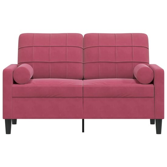 Tweezitsbank Met Sierkussens Fluweel 120 cm Wijnrood