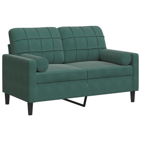 Tweezitsbank Met Sierkussens Fluweel 120 cm Donkergroen