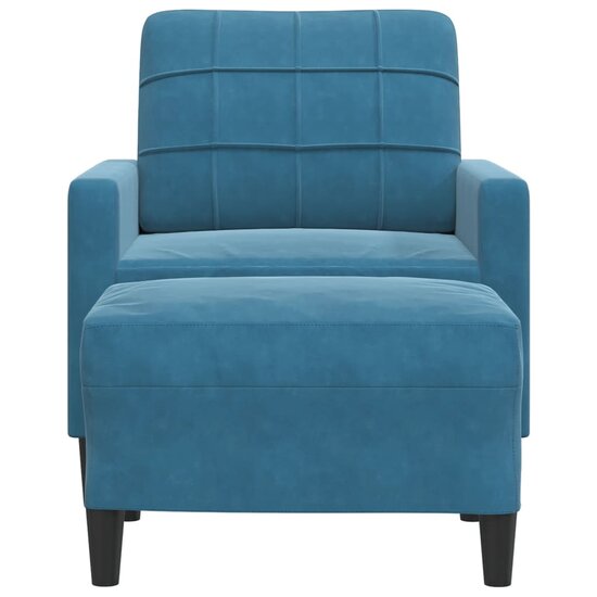Fauteuil Met Voetenbank 60 Cm Fluweel Blauw