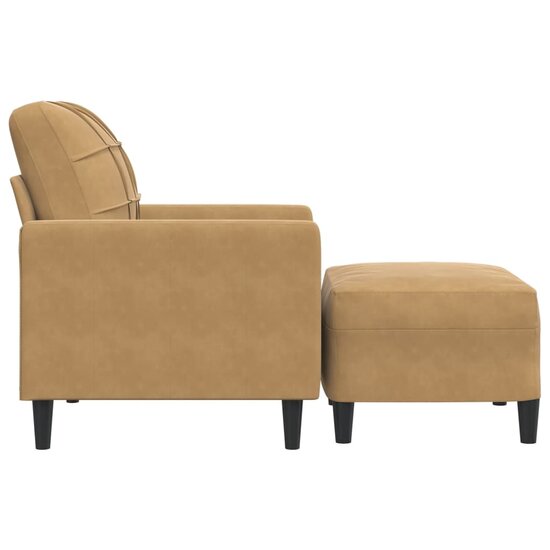 Fauteuil Met Voetenbank 60 Cm Fluweel Bruin