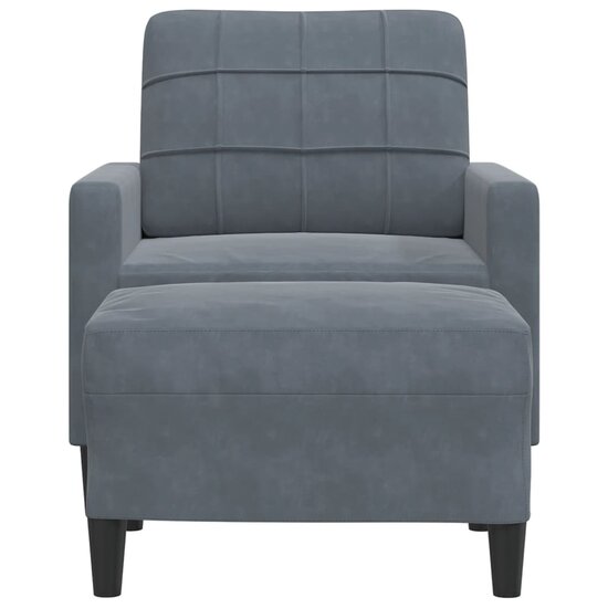 Fauteuil Met Voetenbank 60 Cm Fluweel Donkergrijs