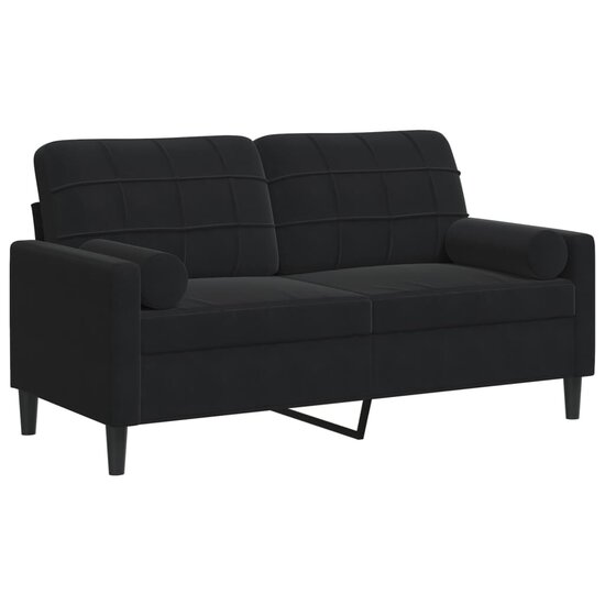 Tweezitsbank Met Sierkussens Fluweel 140 cm Zwart