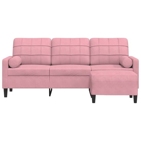 Driezitsbank Met Voetenbank Fluweel 180 cm Roze