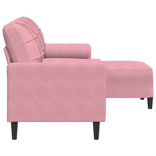 Driezitsbank Met Voetenbank Fluweel 180 cm Roze
