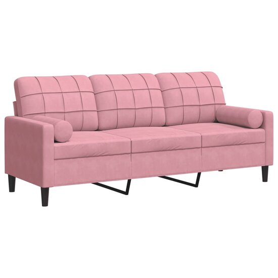 Driezitsbank Met Sierkussens Fluweel 180 cm Roze