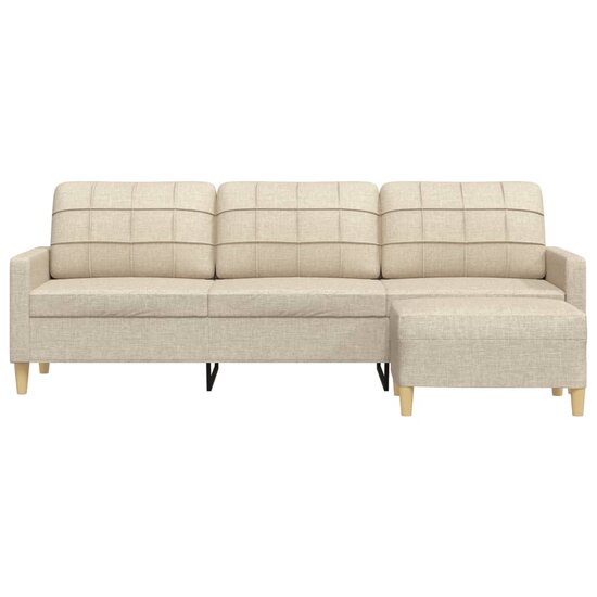 Driezitsbank Met Voetenbank Stof Kleurig 210 cm Cr&egrave;me