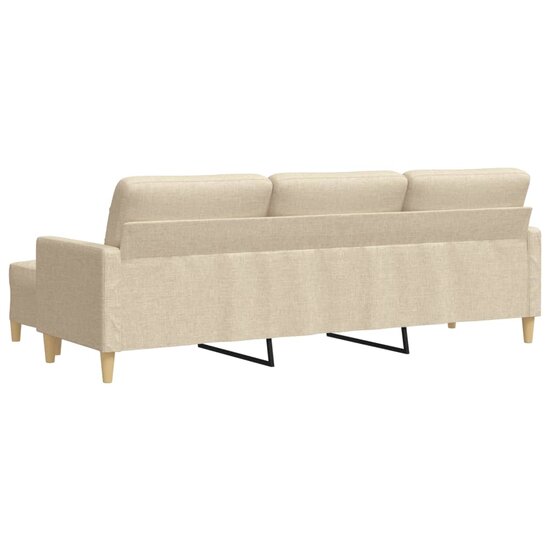 Driezitsbank Met Voetenbank Stof Kleurig 210 cm Cr&egrave;me