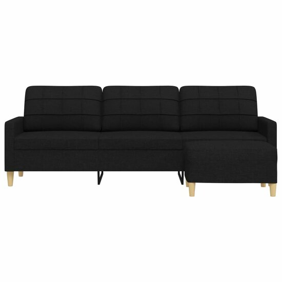 Driezitsbank Met Voetenbank Stof 210 cm Zwart