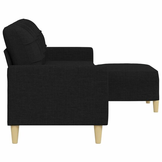 Driezitsbank Met Voetenbank Stof 210 cm Zwart