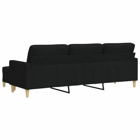 Driezitsbank Met Voetenbank Stof 210 cm Zwart