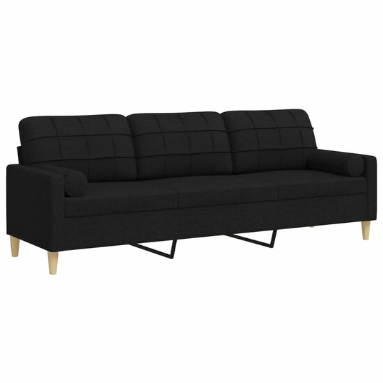 3-Zitsbank Met Sierkussens Stof 210 cm Zwart