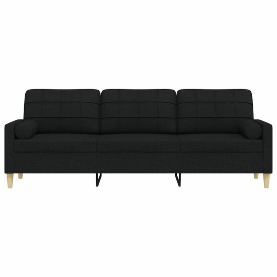 3-Zitsbank Met Sierkussens Stof 210 cm Zwart