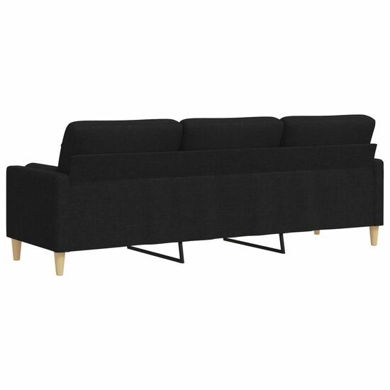 3-Zitsbank Met Sierkussens Stof 210 cm Zwart