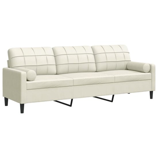 3-Zitsbank Met Sierkussens Fluweel Kleurig 210 cm Cr&egrave;me