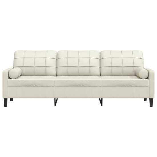 3-Zitsbank Met Sierkussens Fluweel Kleurig 210 cm Cr&egrave;me