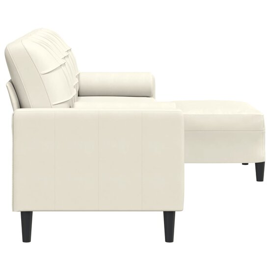 Driezitsbank Met Voetenbank 210 Cm Fluweel Kleurig 226 cm Cr&egrave;me