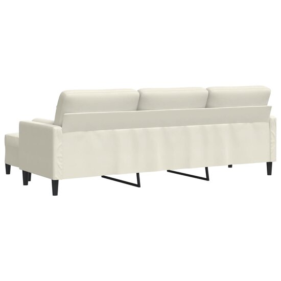 Driezitsbank Met Voetenbank 210 Cm Fluweel Kleurig 226 cm Cr&egrave;me