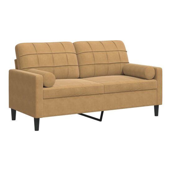 Tweezitsbank Met Sierkussens Fluweel 140 cm Bruin