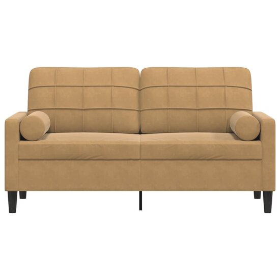 Tweezitsbank Met Sierkussens Fluweel 140 cm Bruin