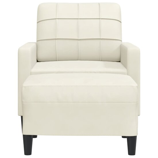 Fauteuil met voetenbank 60 cm fluweel cr&egrave;mekleurig