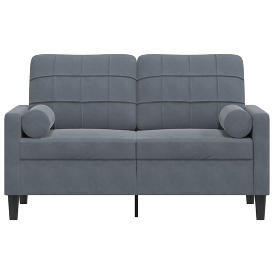 Tweezitsbank met sierkussens 120 cm fluweel donkergrijs