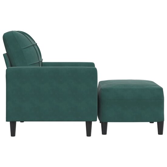 Fauteuil met voetenbank 60 cm fluweel donkergroen
