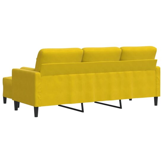 Driezitsbank met voetenbank 180 cm fluweel geel