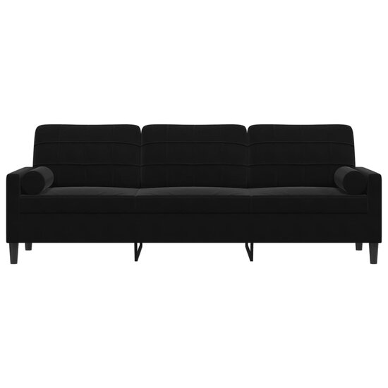 3-zitsbank met sierkussens 210 cm fluweel zwart