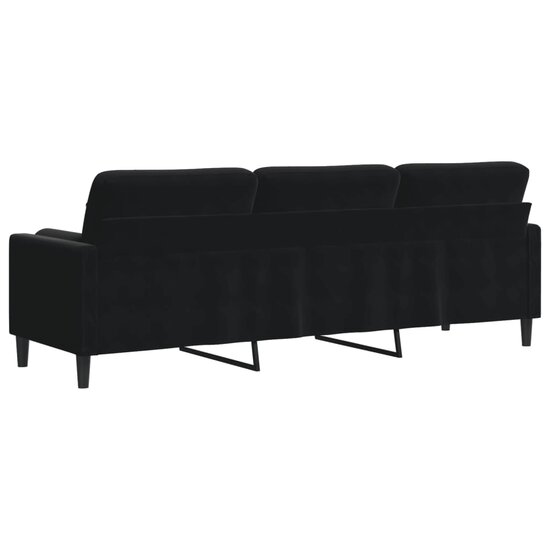 3-zitsbank met sierkussens 210 cm fluweel zwart