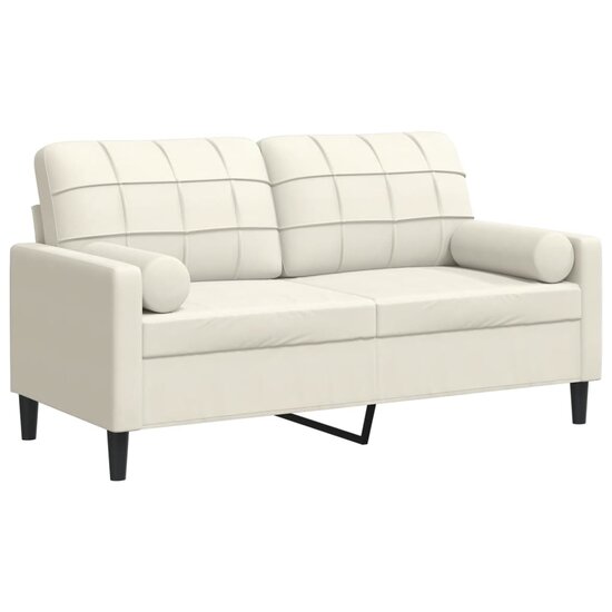 Tweezitsbank met sierkussens 140 cm fluweel cr&egrave;mekleurig