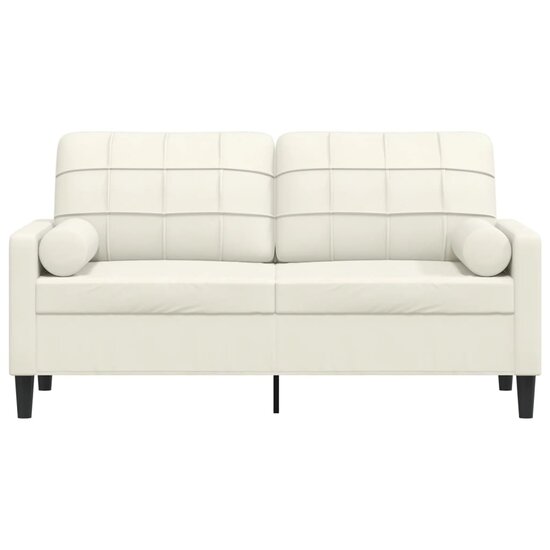 Tweezitsbank met sierkussens 140 cm fluweel cr&egrave;mekleurig