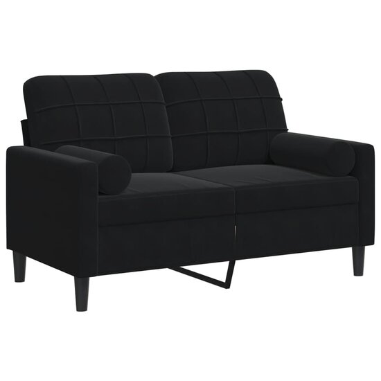 Tweezitsbank Met Sierkussens Fluweel 120 cm Zwart