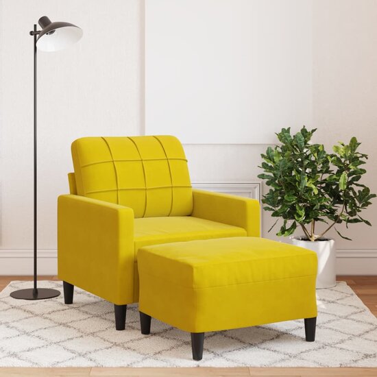 Fauteuil Met Voetenbank 60 Cm Fluweel Geel