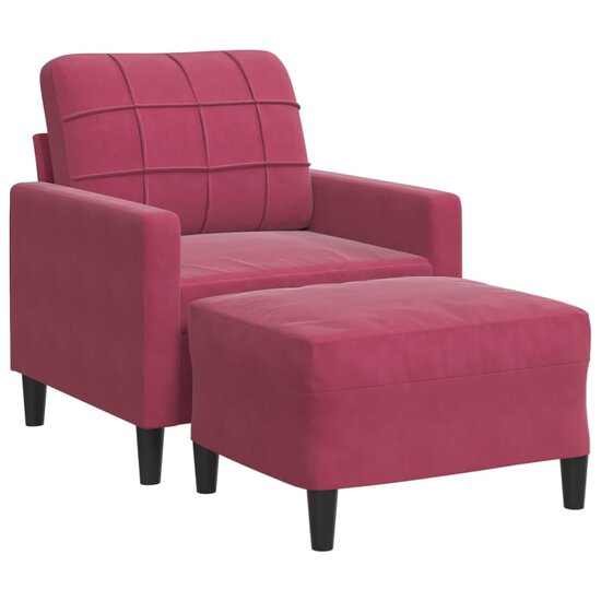 Fauteuil Met Voetenbank 60 Cm Fluweel Wijnrood