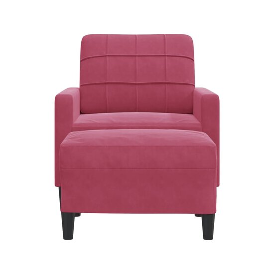 Fauteuil Met Voetenbank 60 Cm Fluweel Wijnrood