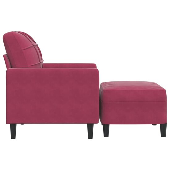 Fauteuil Met Voetenbank 60 Cm Fluweel Wijnrood