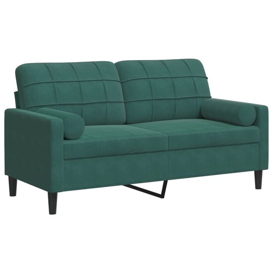 Tweezitsbank Met Sierkussens Fluweel 140 cm Donkergroen