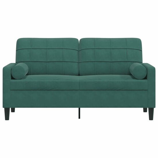 Tweezitsbank Met Sierkussens Fluweel 140 cm Donkergroen