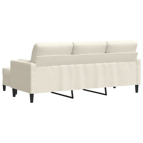 Driezitsbank Met Voetenbank Fluweel Kleurig 180 cm Cr&egrave;me